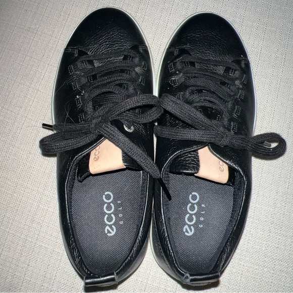 Ecco Womens Size 9W Golf Shoe Black Leather Lace Up Sneaker Spikeless Sneaker - Picture 10 of 11